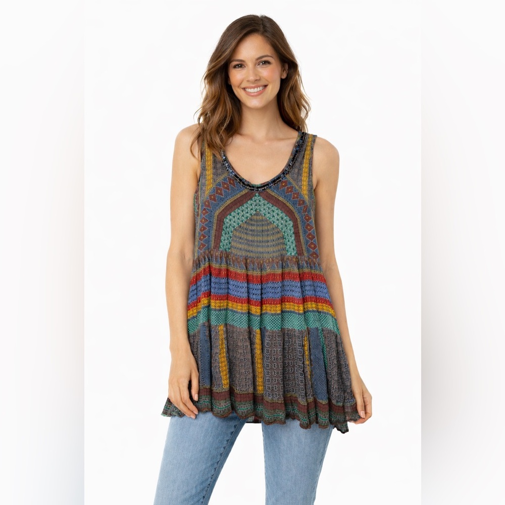 RAGA Multicolor Sleeveless Flowy Boho Top Small